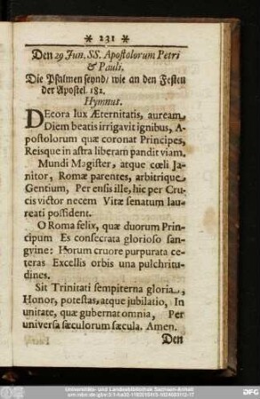 Den 29 Jun. SS. Apostolorum Petri & Pauli.