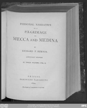 Vol. 2: Personal narrative of a pilgrimage to Mecca and Medina : in 3 volumes