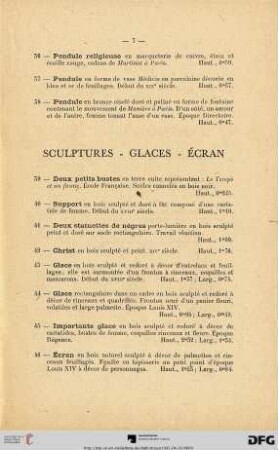 Sculptures - Glaces - Écran (Nr. 39-46)