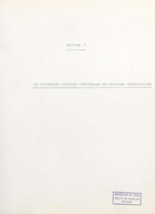 2-16, Chapitre I – Les différentes approches structurales des problèmes lexicologiques
