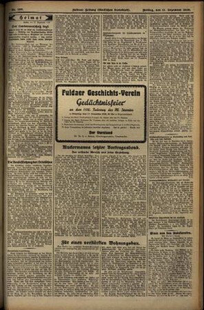 Zweite Ausgabe vom Freitag, den 13. Dezember 1929.