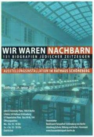 Informationsblatt zu einer Ausstellung über Juden in Berlin im Rathaus Schöneberg