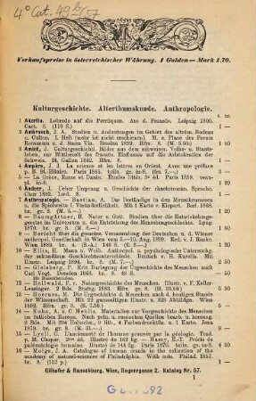 Antiquariats-Kataloge : Katalog ... des Antiquarischen Bücherlagers von Gilhofer & Ranschburg, Buchhandlung und Antiquariat, 57