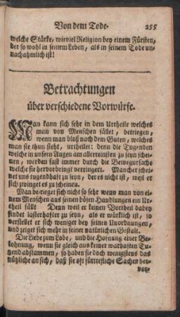 Betrachtungen über verschiedene Vorwürfe