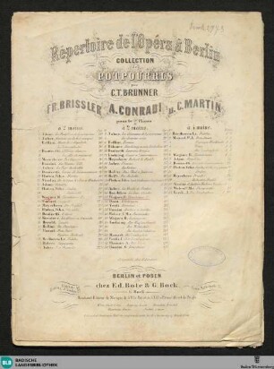 Zweites Potpourri aus der Oper: Tannhäuser von R. Wagner : op. 42