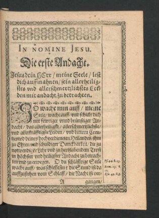 Die erste Andacht. - Die zehende Andacht.