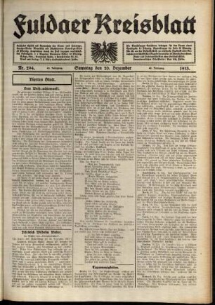 Vierte Ausgabe vom Samstag, den 20. Dezember 1913.