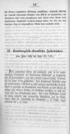 13. Hamburgisch-hansische Jahrbücher vom Jahre 1534 bis 1554 (No. VIII.)