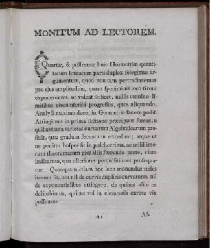 Monitum Ad Lectorem.