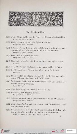 Textil-Arbeiten (Nr. 1202 - 1218)