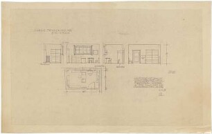 Döllgast, Hans; München - Trudering, Forellenstraße; Schulhausneubau, Kindergarten, Hort - Bibliothek (Grundriss; Wandansichten)