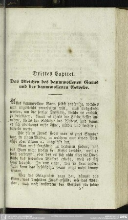 Drittes Capitel. Das Bleichen des baumwollenen Garns und der baumwollenen Gewerbe