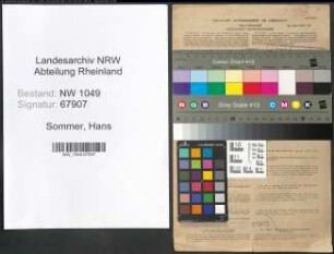 Entnazifizierung Hans Sommer , geb. 01.08.1898 (Angestellter)