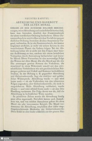 Neuntes Kapitel Abtreibung Und Bankrott Der Alten Moral