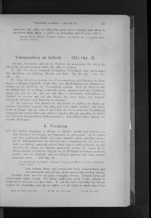 Versammlung zu Lübeck. - 1435 Okt. 21.