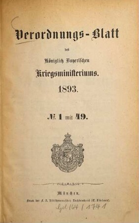 Verordnungs-Blatt. 1893