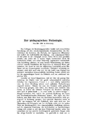 Zur pädagogischen Pathologie