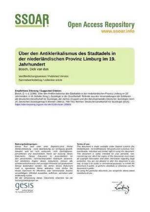 Über den Antiklerikalismus des Stadtadels in der niederländischen Provinz Limburg im 19. Jahrhundert