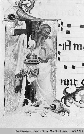 Historisierte Initiale I(n medio ecclesiae): Der Evangelist Johannes - Diurno Domenicale