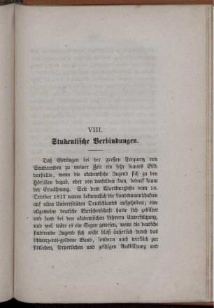 VIII. Studentische Verbindungen