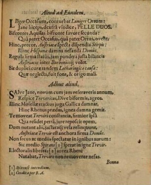 Epigrammatum Pro Auspiciis Anni MDCVC. Ad Janum Triga Paraenetica