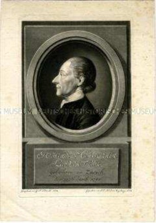 Johann Kaspar Lavater - Theologe, Philosoph und Schriftsteller, Brustbild nach links im Oval