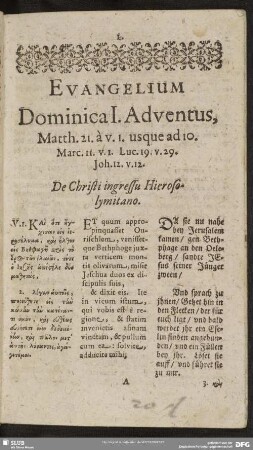 Evangelium Dominica I. Adventus
