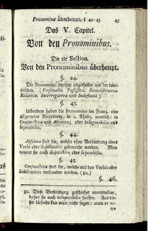 Das V. Capitel. Von den Pronominibus.