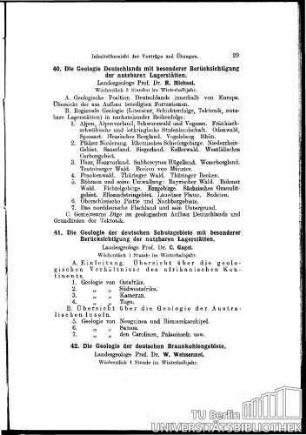 41. Die Geologie der deutschen Schutzgebiete mit besonderer Berücksichtigung der nutzbaren Lagerstätten