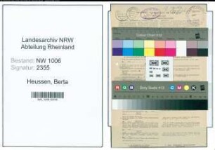 Entnazifizierung Berta Heussen , geb. 06.02.1904 (Postschaffnerwitwe)