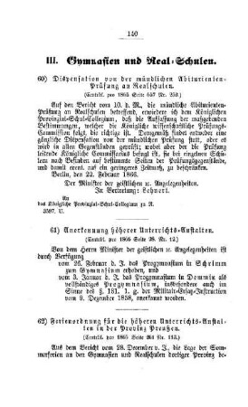 Anerkennung höherer Unterrichts-Anstalten : [III. Gymnasien und Realschulen]