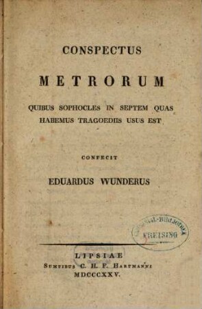 Conspectus metrorum quibus Sophocles in septem quas habemus tragoediis usus est