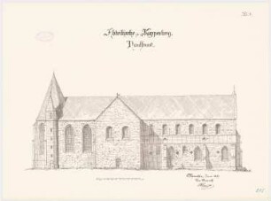 Abteikirche, Kappenberg Wiederherstellung: Nordansicht 1:100