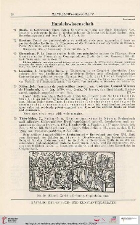 Handelswissenschaft (Nr. 71-76)