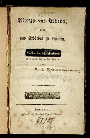 Alonzo und Elvira, oder: das Erdbeben zu Lissabon