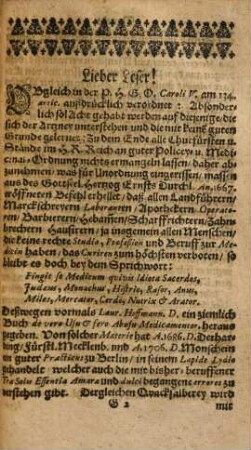 Ein Haus-Apothecklein von dem Gebrauch und Nutzen unterschiedener guten Medicamenten
