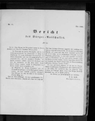 Nr. 13. Bericht des Bürger = Ausschusses. Mai 1866.