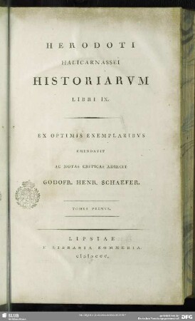 1: Herodoti Halicarnassei Historiarum Libri IX