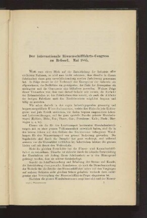 Der internationale Binnenschifffahrts-Congress zu Brüssel. Mai 1885.
