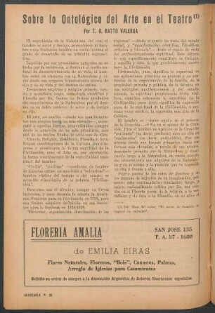 Sobre lo ontológico del arte en el teatro