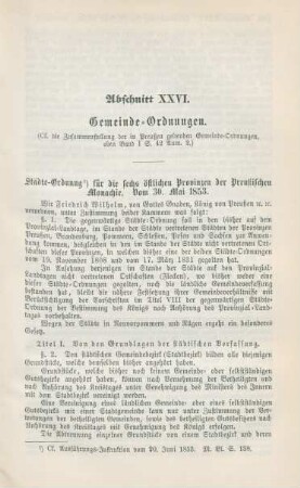 Abschnitt XXVI. Gemeinde-Ordnungen