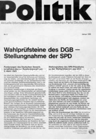 "Politik" - Mitteilungsblatt der SPD, zu Gewerkschaftsfragen