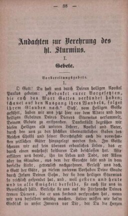 Andachten zur Verehrung des hl. Sturmius