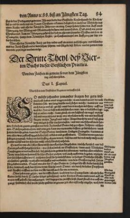 Der Dritte Theyl/ deß Vierten Buchs dieser Geistlichen Practica. Von den Zeichen in gemein/ so vor dem Jüngsten tag einfallen sollen.