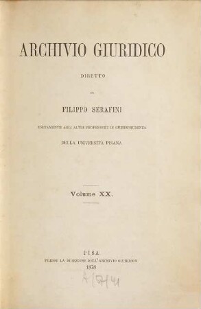 Archivio giuridico. 20, 20. 1878