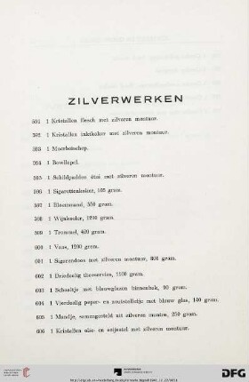 Zilverwerken (Nr. 591-635)