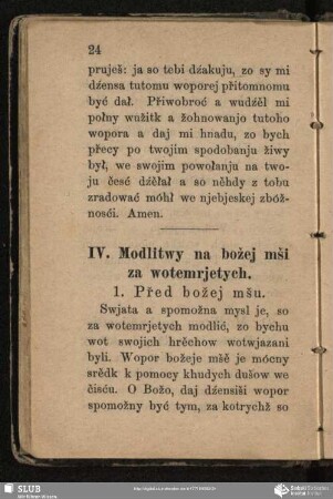 IV. Modlitwy na božej mši za wotemrjetych