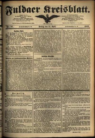 Ausgabe vom Freitag, den 27. April 1906.