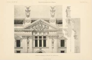 Reichstag, Berlin: Fassadenansicht oberer Mittelbau der Schmalfronten (aus: Atlas zur Zeitschrift für Bauwesen, hrsg. v. Ministerium der öffentlichen Arbeiten, Jg. 48, 1898)