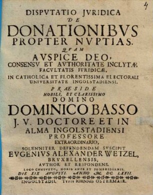 Disp. iur. de donationibus propter nuptias
